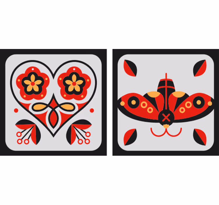 Posavasos frikis motivos de corazón y mariposas - TenVinilo