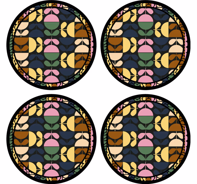 Posavasos de flores de copa de colores - TenVinilo