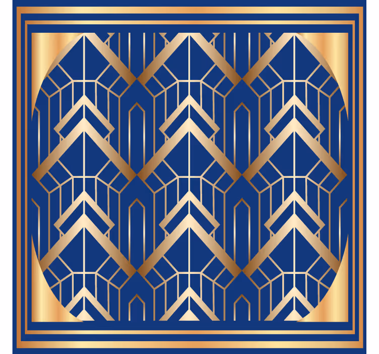 Portavasos moderno patrón geométrico azul y oro - TenVinilo