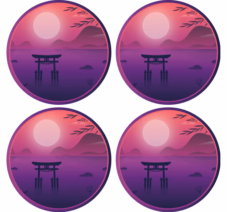 Portavasos moderno paisaje de atardecer sereno - TenVinilo