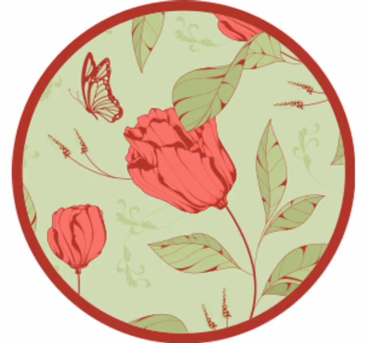 Portavasos moderno patrón floral con mariposa - TenVinilo