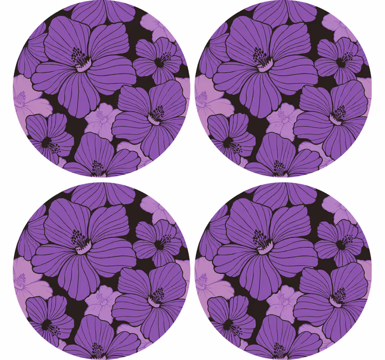 Portavasos patrón floral púrpura vibrante - TenVinilo