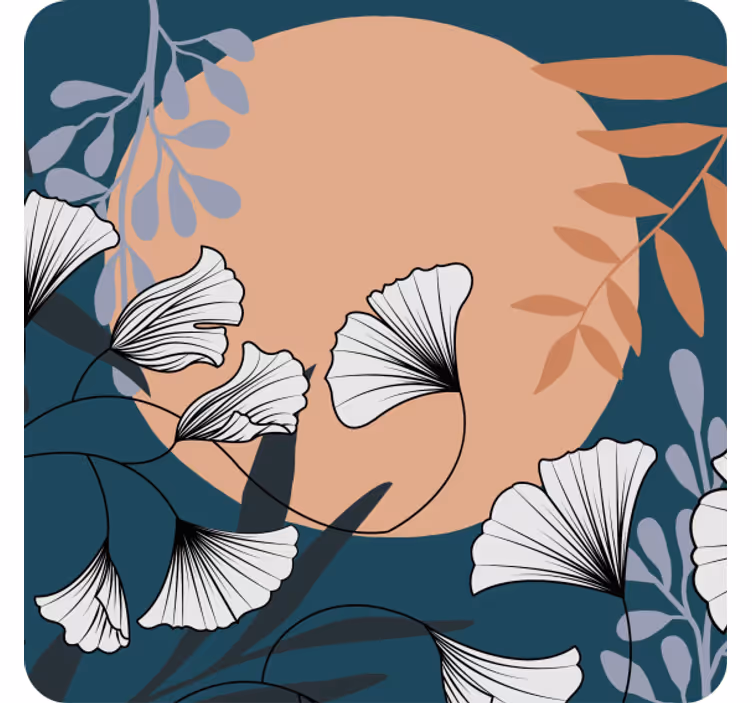 Portavasos moderno patrón floral de ginkgo - TenVinilo