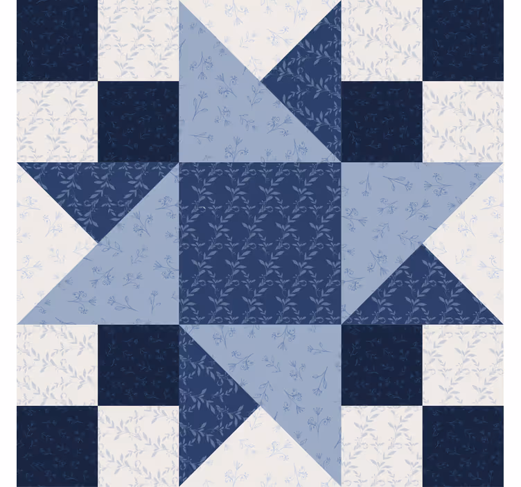 Posavasos vintage Diseño de triángulo de estrella azul de mosaico - TenVinilo