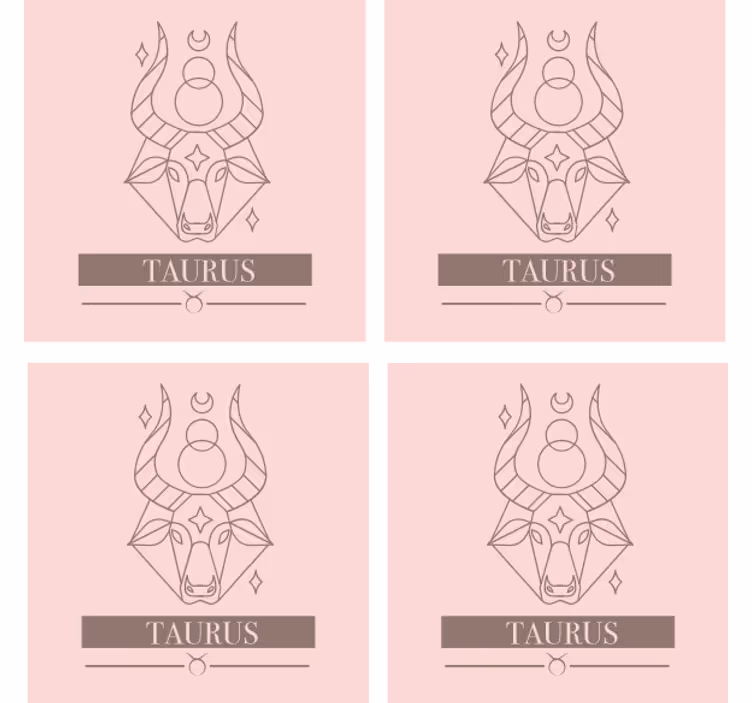 Posavasos moderno Diseño de signo del zodiaco tarjeta rosa tauro - TenVinilo