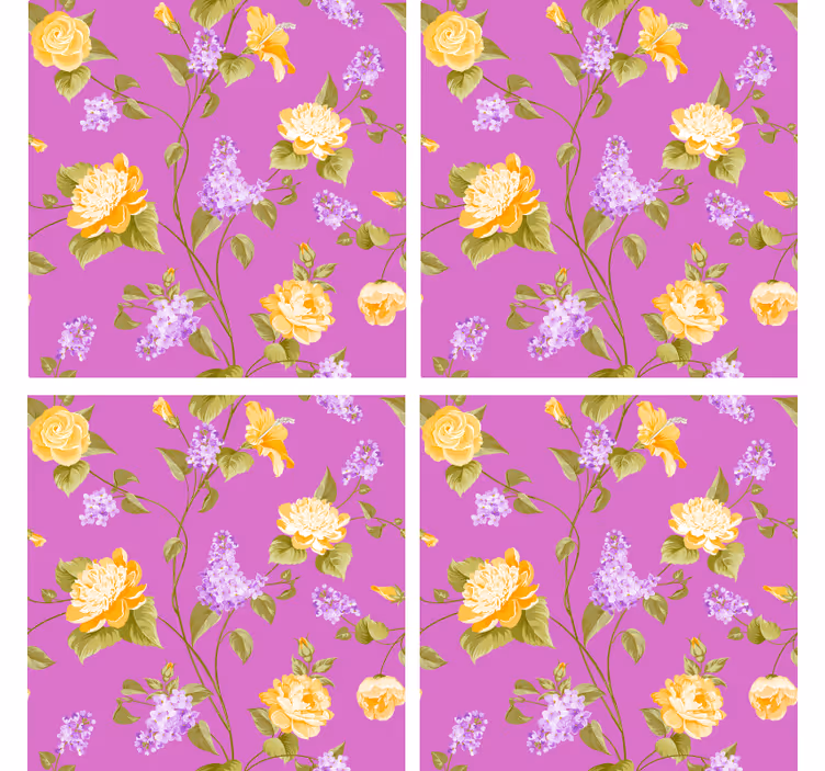 Portavasos estampado floral con rosas amarillas - TenVinilo