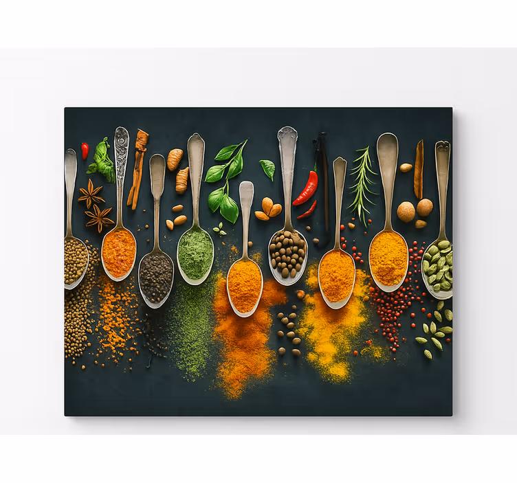 Cuadro para cocina especias en cucharas - TenVinilo