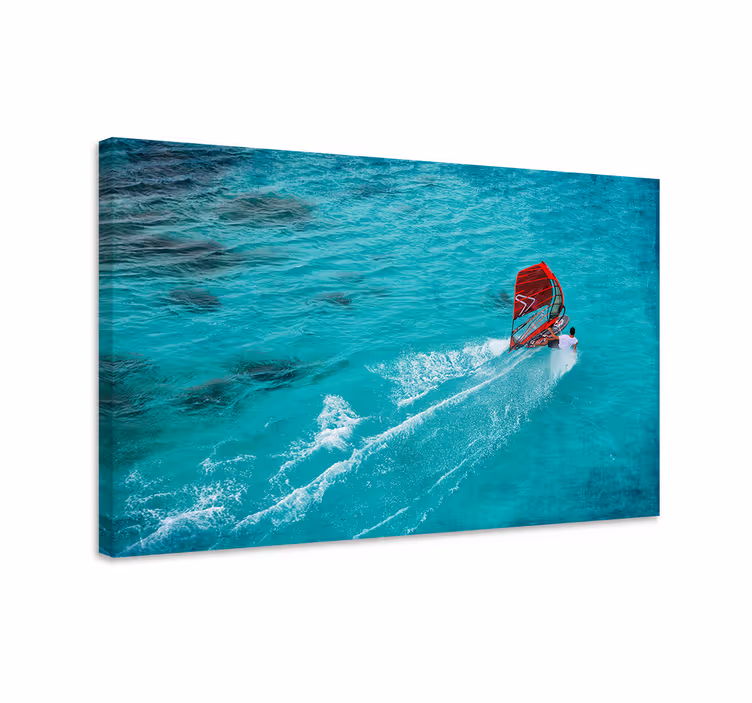 Cuadro azul windsurfista en el agua - TenVinilo