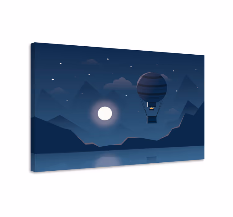 Cuadro azul aventura nocturna en globos - TenVinilo