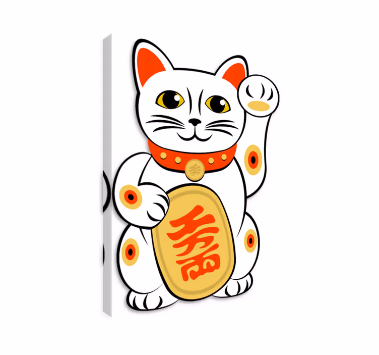 Cuadro de gatos vinilo decorativo gato chino - TenVinilo