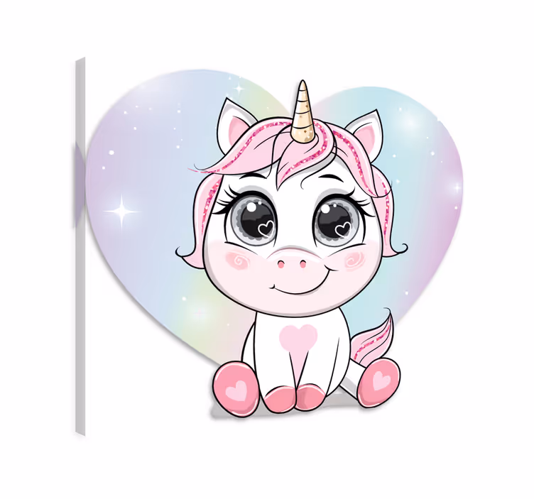 Cuadro de unicornios con corazones de amor kawaii - TenVinilo