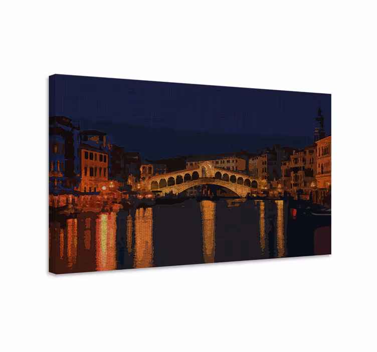 Cuadro ciudad canal de Venecia de noche - TenVinilo