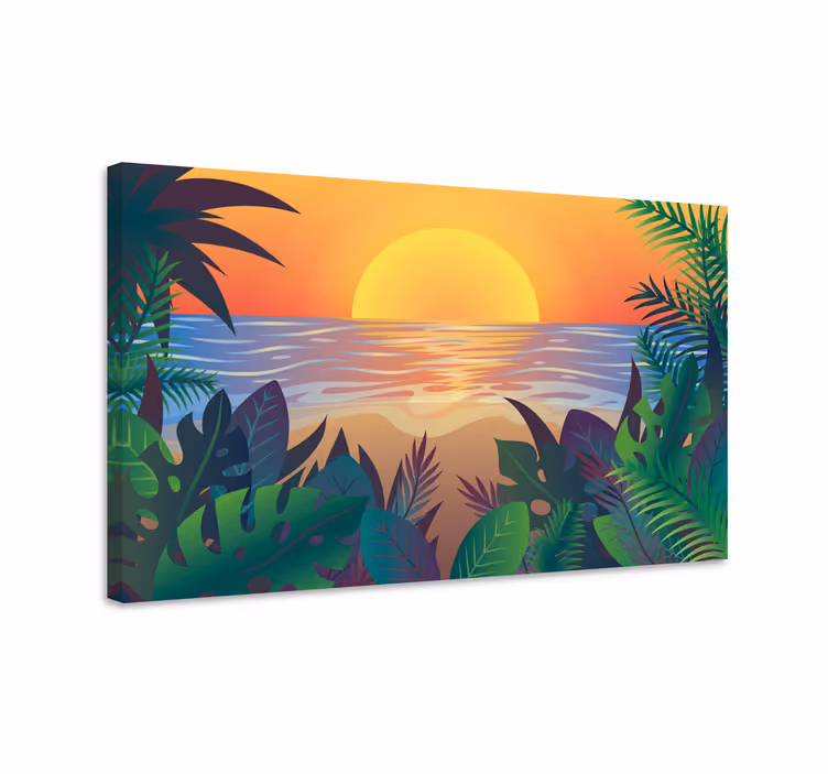 Cuadro paisajes panorama del atardecer tropical - TenVinilo