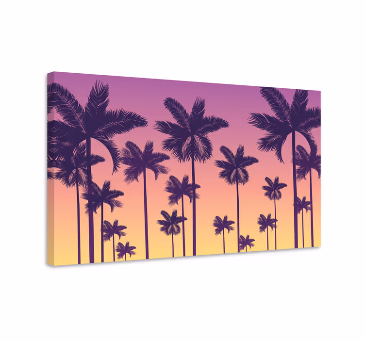 Cuadro paisaje palmeras al atardecer - TenVinilo