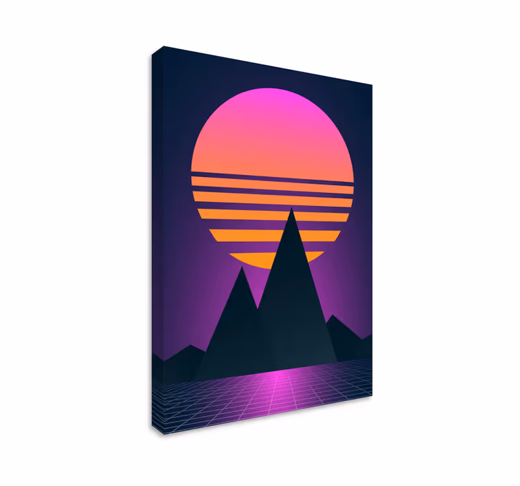 Cuadro retro vintage puesta de sol de onda sintetizada - TenVinilo