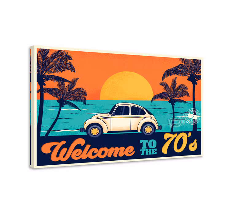 Cuadro vintage paisaje atardecer de los 70 - TenVinilo