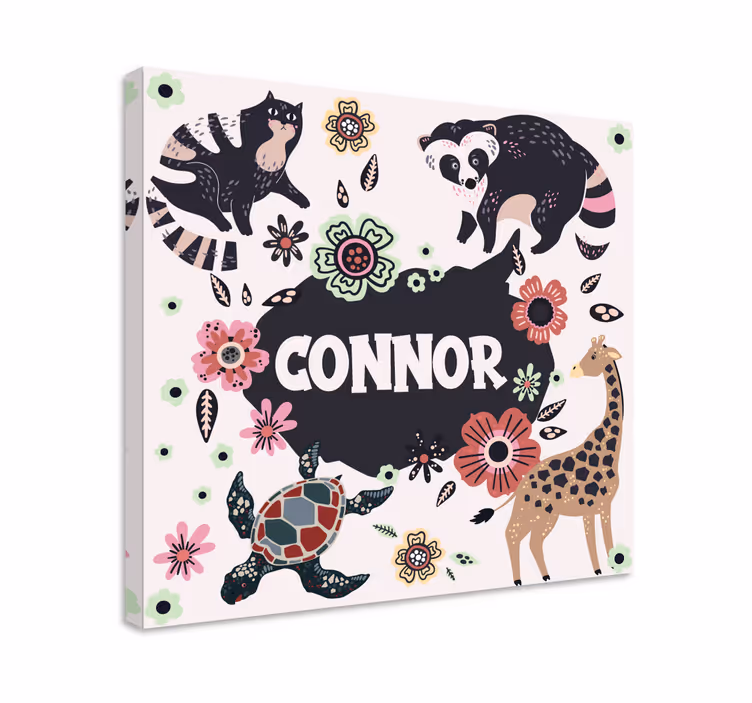 Cuadros con nombre rodeado de animales - TenVinilo
