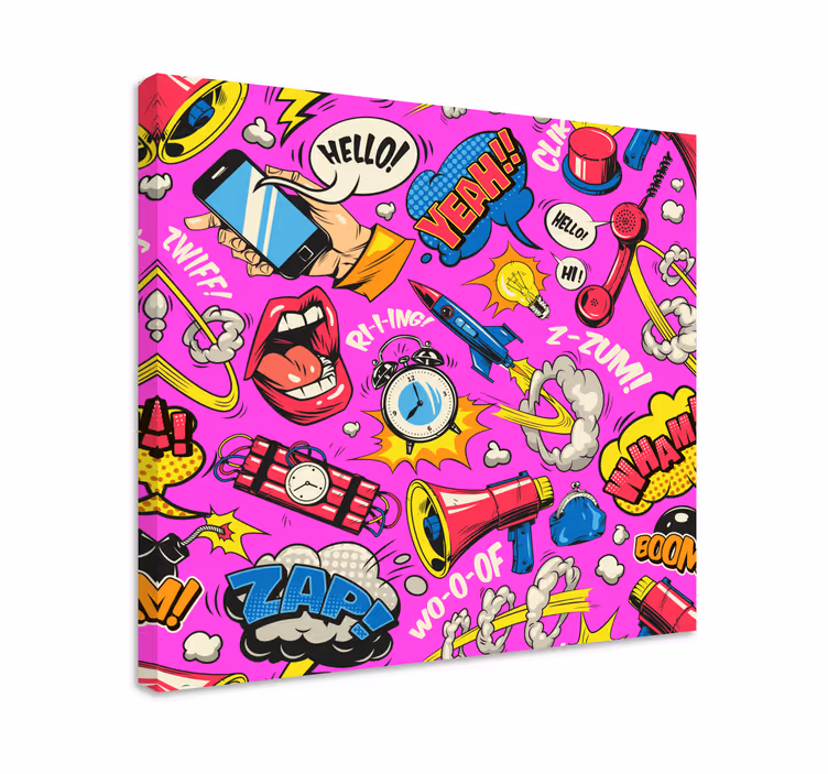Cuadro de arte estilo cómic con fondo rosa - TenVinilo