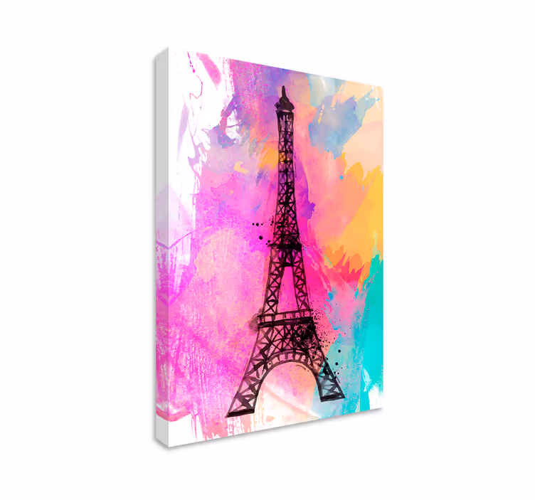 Cuadro ciudades Torre Eiffel fondo multicolor - TenVinilo