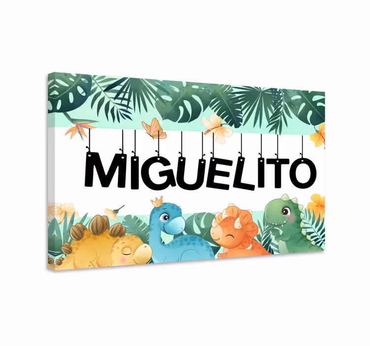 Cuadro caballos escena de dinosaurios adorables - TenVinilo