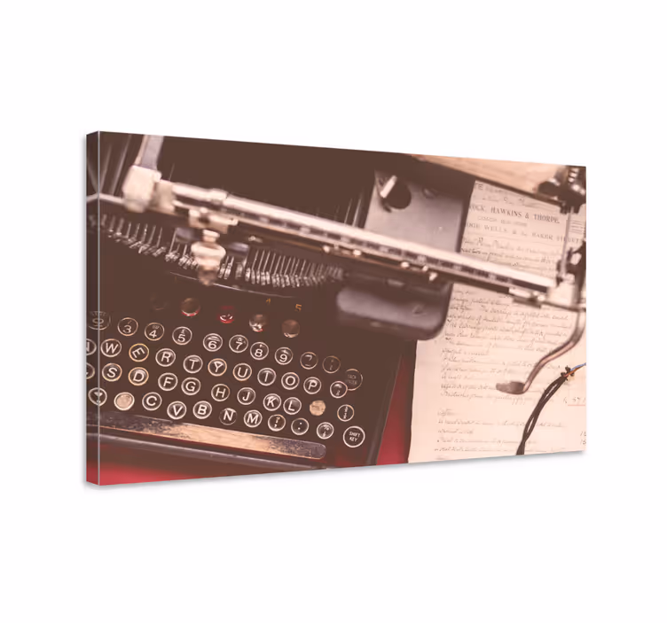 Cuadro vintage Teléfono y máquina de escribir - TenVinilo