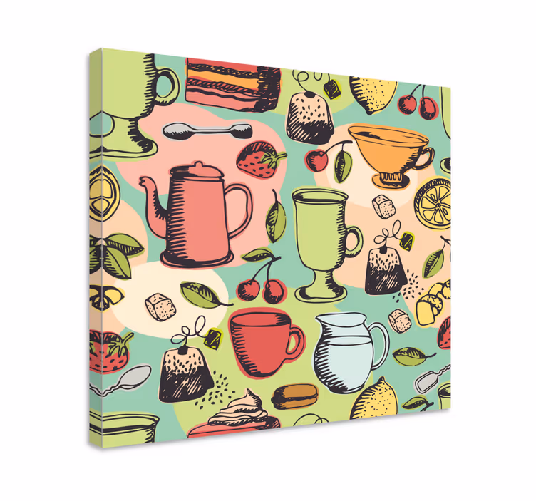 Cuadro bodegones de utensilios de cocina coloridos - TenVinilo