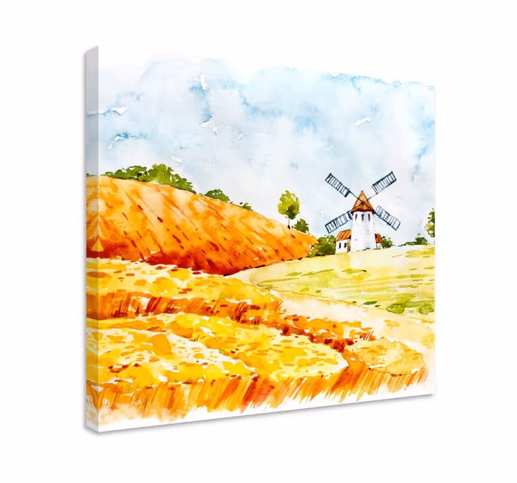 Cuadro paisajes molino de viento en los campos - TenVinilo