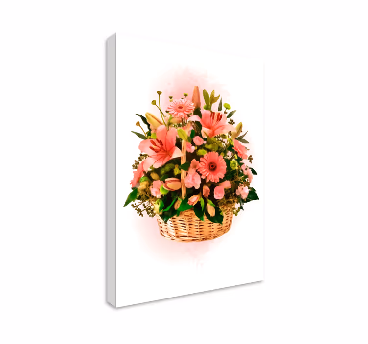 Cuadro de flores canasta de flores rosadas - TenVinilo