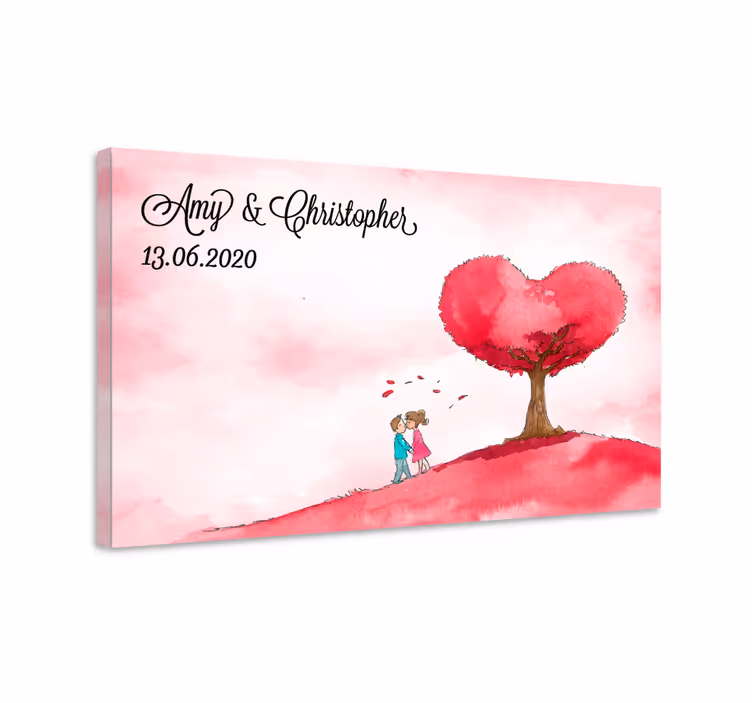 Cuadro boda árbol beso personalizable - TenVinilo
