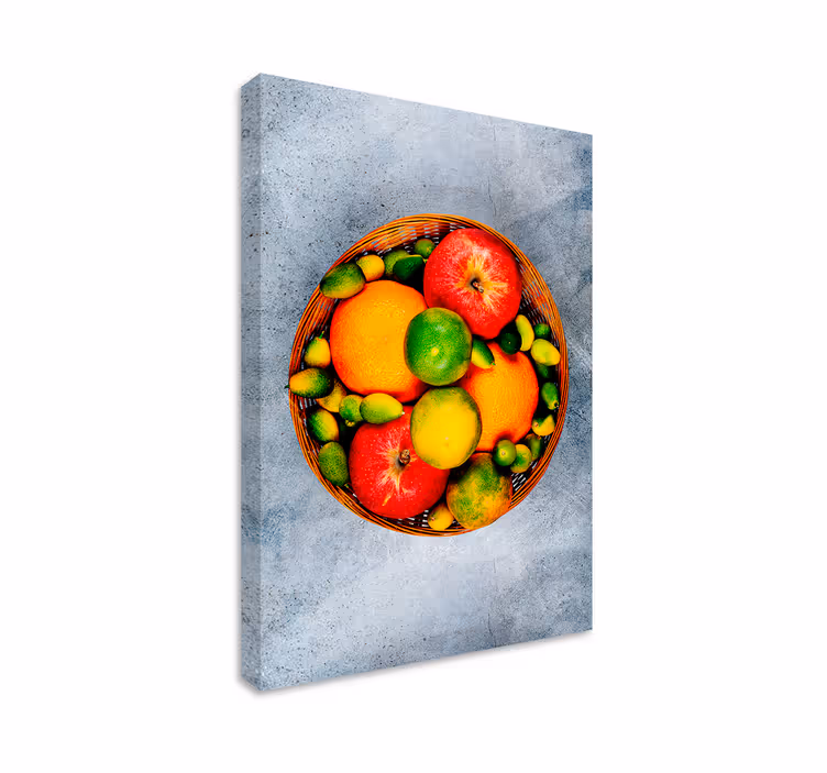 Cuadro bodegones cesta de frutas vibrante - TenVinilo