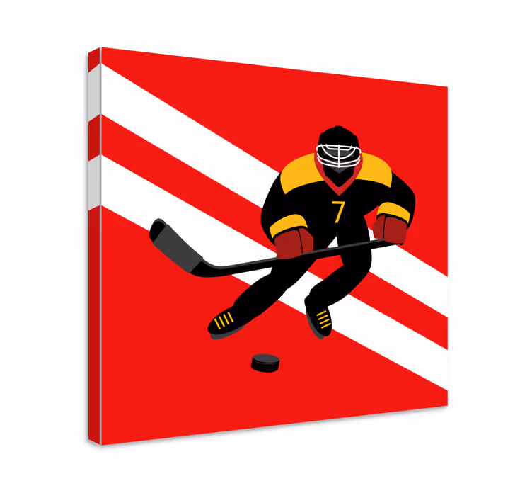 Cuadro de personas Hockey sobre hielo rojo y amarillo - TenVinilo