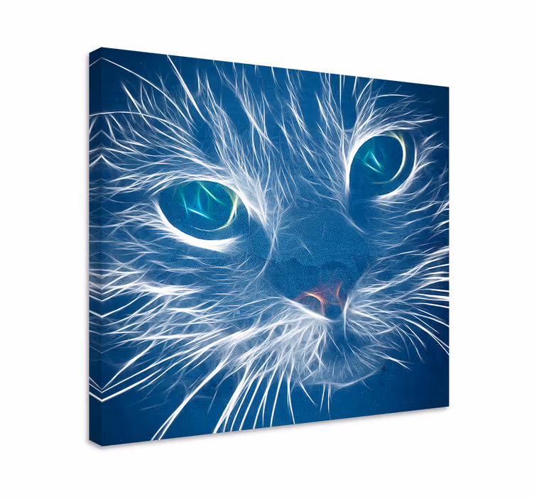 Cuadro de gatos Gato abstracto azul - TenVinilo