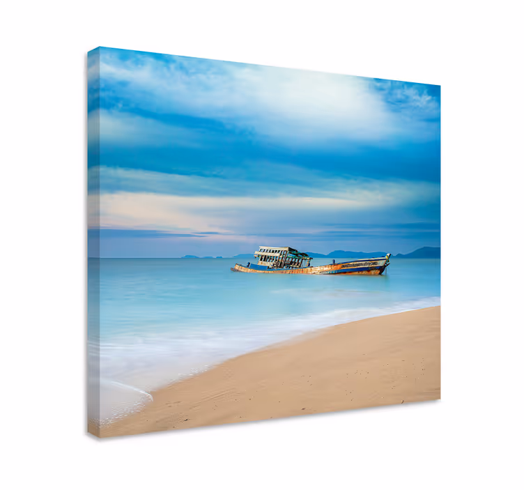 Cuadro paisajes Barco en la playa - TenVinilo