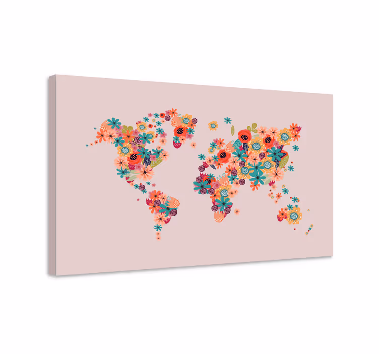 Cuadro mapa mapa del mundo floral - TenVinilo