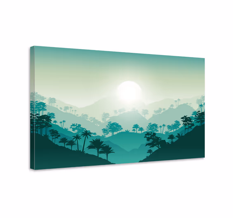 Cuadro paisajes amanecer en montañas nebulosas - TenVinilo