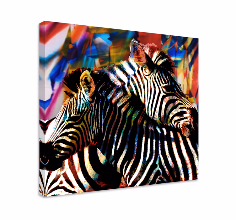 Cuadro animales pareja de cebras coloridas - TenVinilo