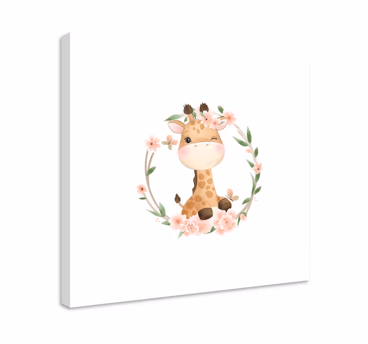 Cuadro animales Jirafa con corona de flores - TenVinilo