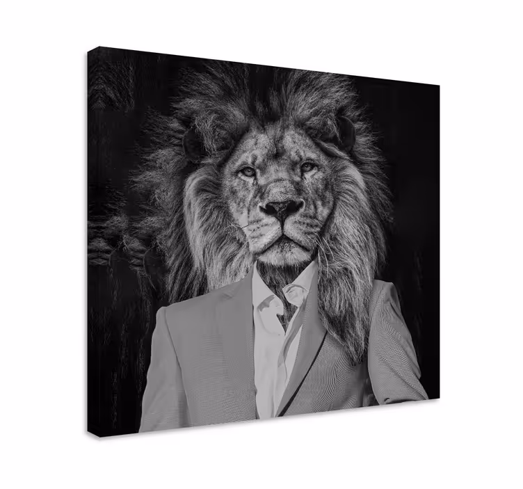 Cuadro animales león en traje - TenVinilo