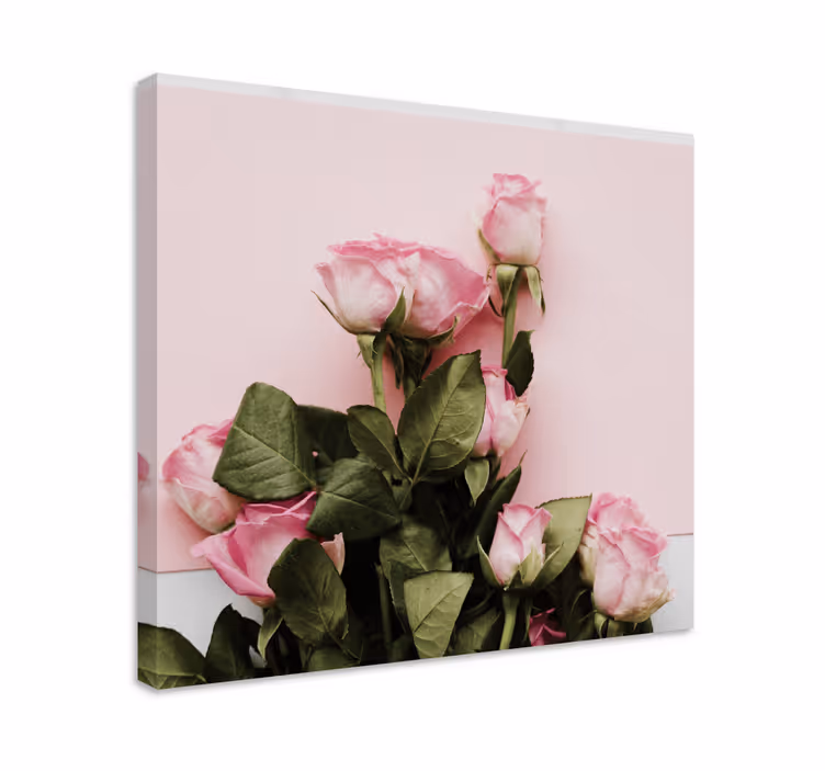 Cuadro de flores arreglo de rosas rosas - TenVinilo