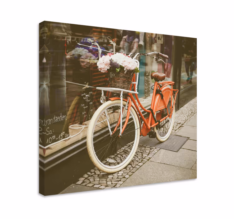 Cuadro de flores Bicicleta naranja - TenVinilo