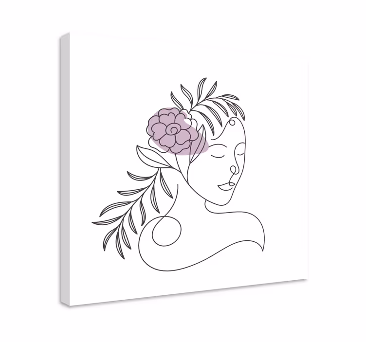 Cuadro de flores dibujo lineal de cara - TenVinilo