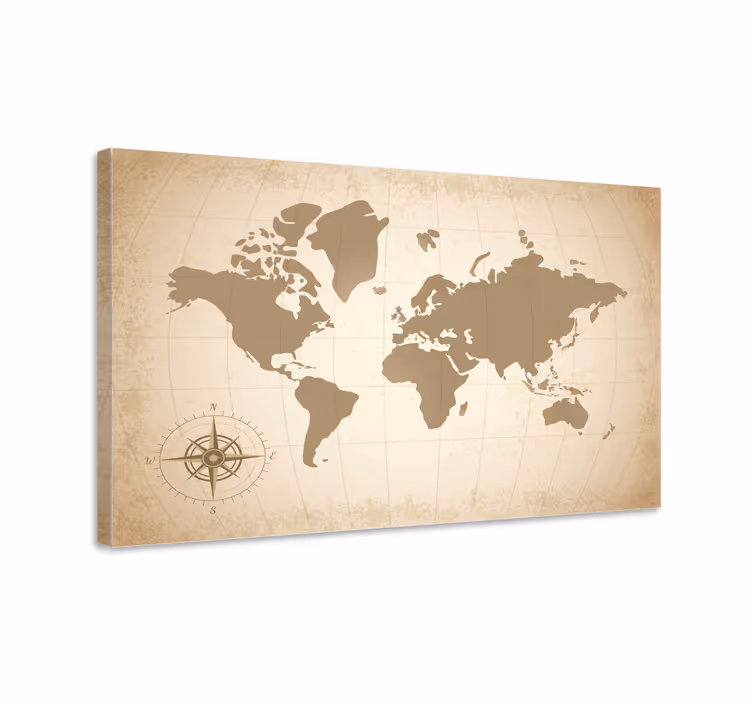 Cuadro mapa diseño vintage beige - TenVinilo
