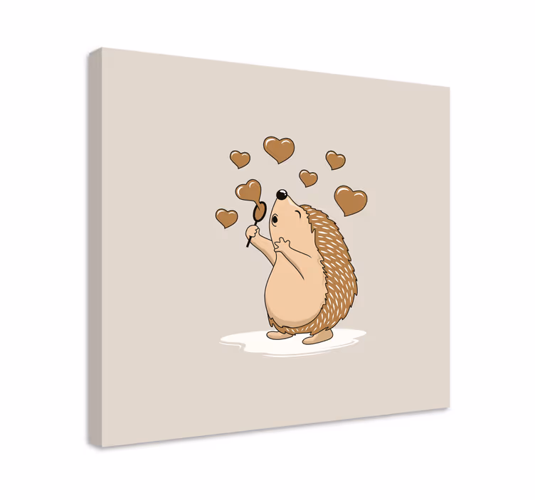 Cuadro animales erizos felices con corazones - TenVinilo