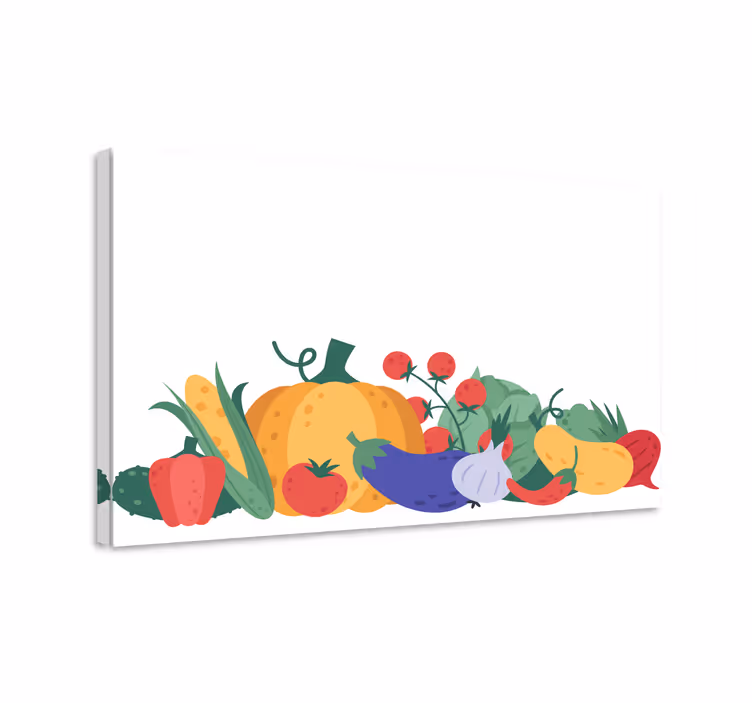 Cuadro bodegones cosecha de verduras coloridas - TenVinilo