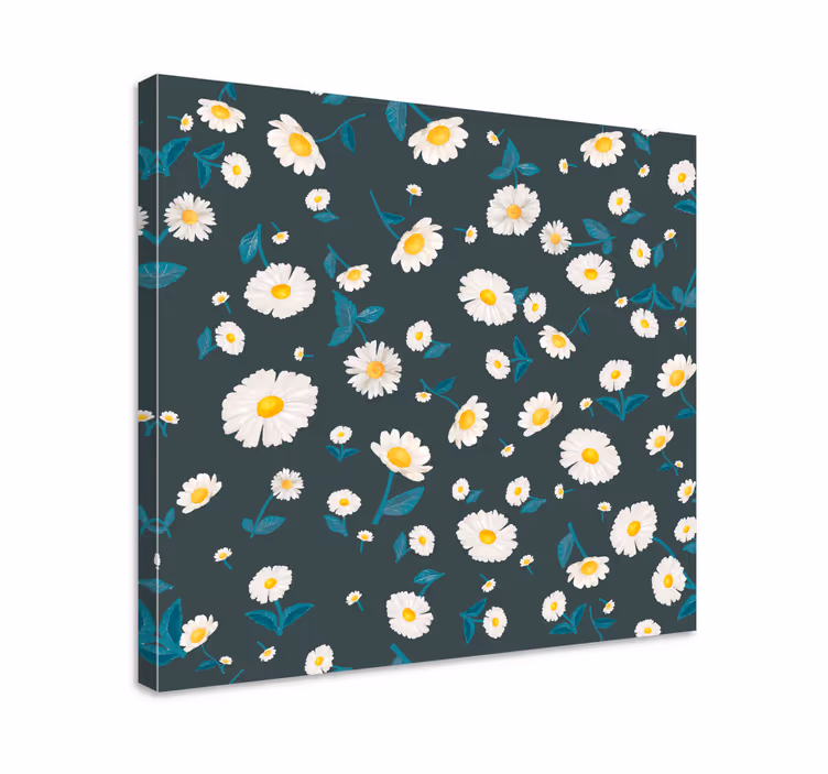 Cuadro de flores patrón de margaritas - TenVinilo
