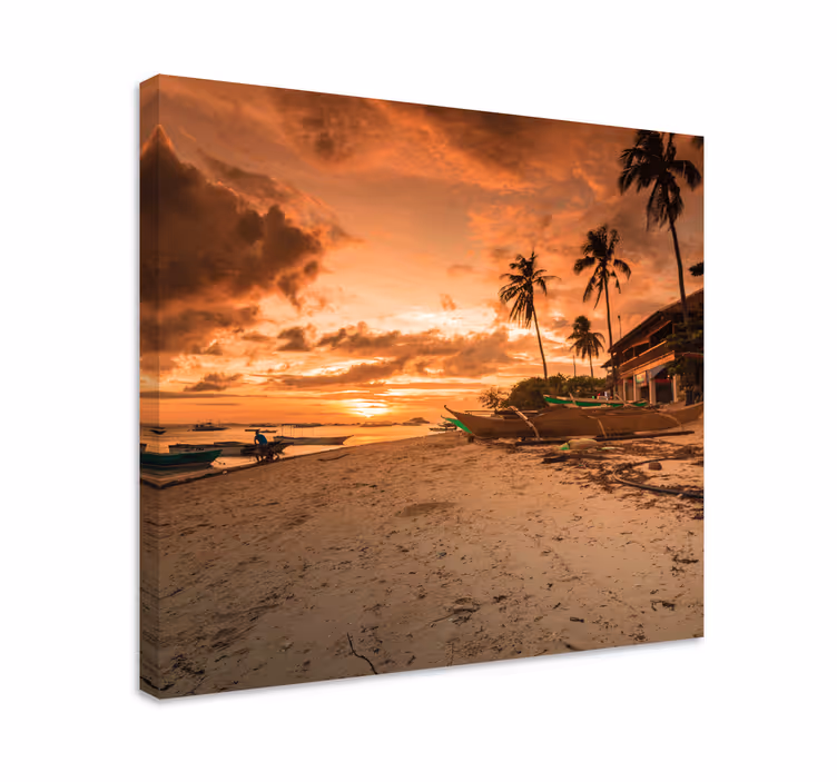 Cuadro paisajes Puesta de sol en la costa - TenVinilo