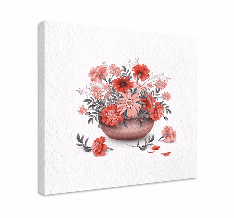 Cuadro de flores arreglo de flores en cesta - TenVinilo