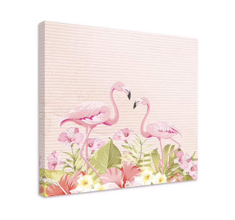 Cuadro de flores flamencos entre flores - TenVinilo