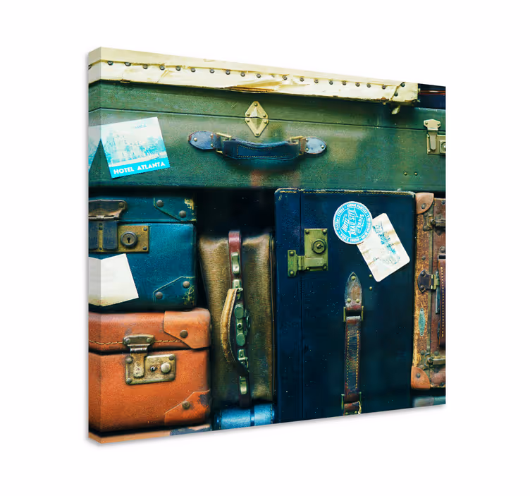 Cuadro para dormitorio Bonito diseño de maletas vintage - TenVinilo