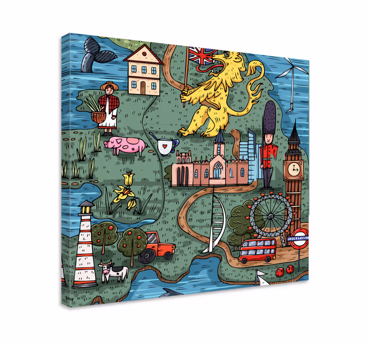 Cuadro ciudades mapa de inglaterra - TenVinilo